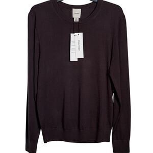 Calvin Klein Men's Smooth wool blend Monogram Logo Sweater Java Small $90